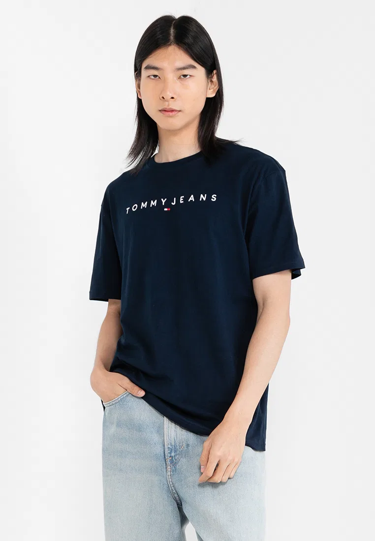 Футболка с логотипом, короткий рукав, Tommy Jeans Tommy Hilfiger, темно-синий