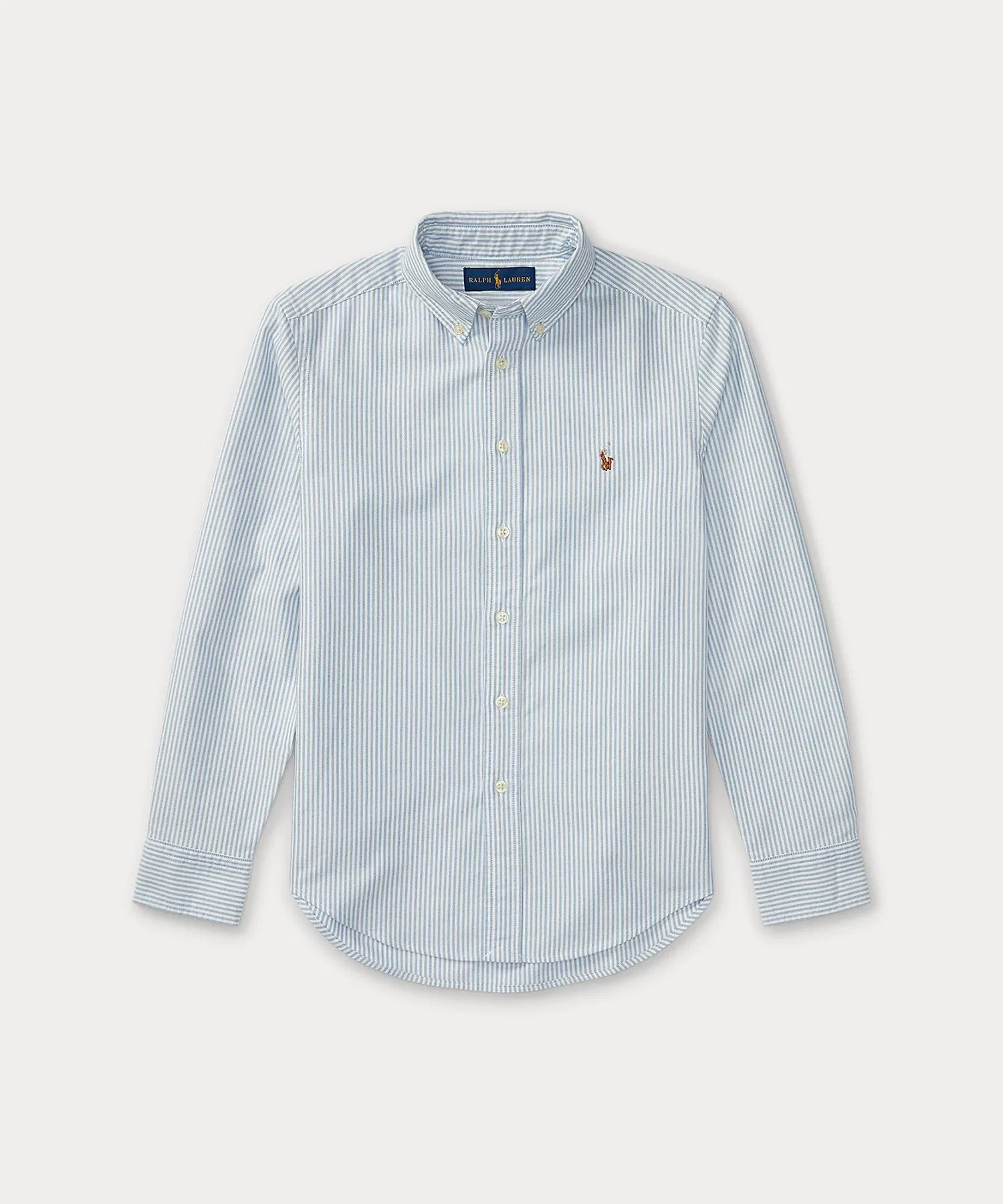 Детская хлопковая рубашка в полоску POLO RALPH LAUREN темно-синяя — фото 2