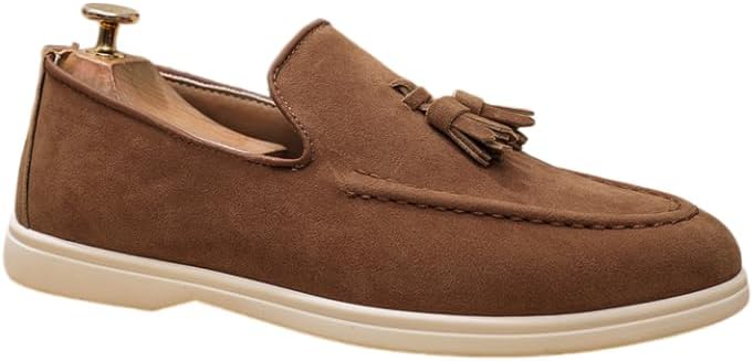 

Мужские кожаные лоферы Hhhchpm, мокасины без шнурков из замши, элегантная обувь, легкие и дышащие стильные мужские лоферы, коричневый