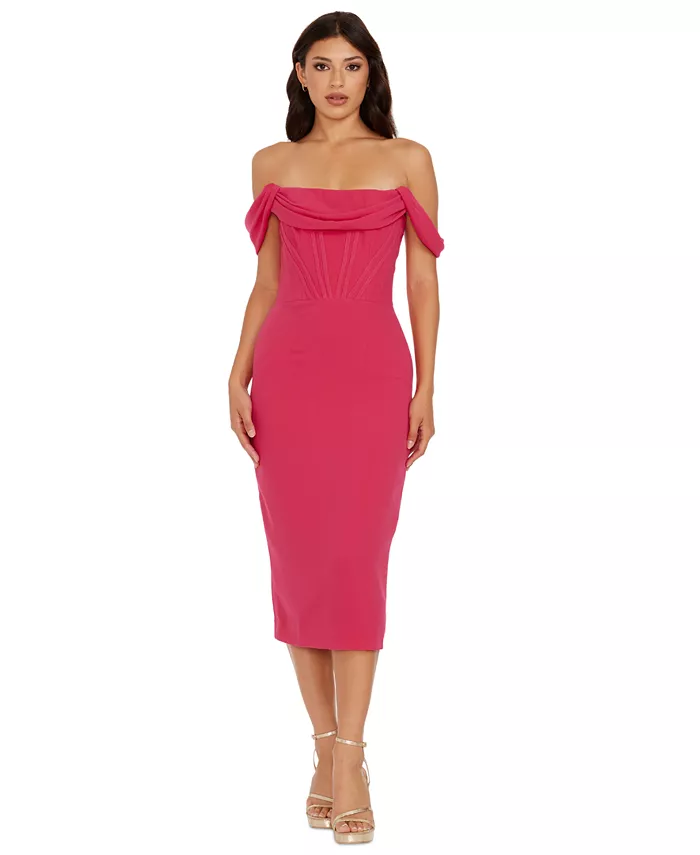 

Женское платье Vickie с открытыми плечами Dress the Population, розовый