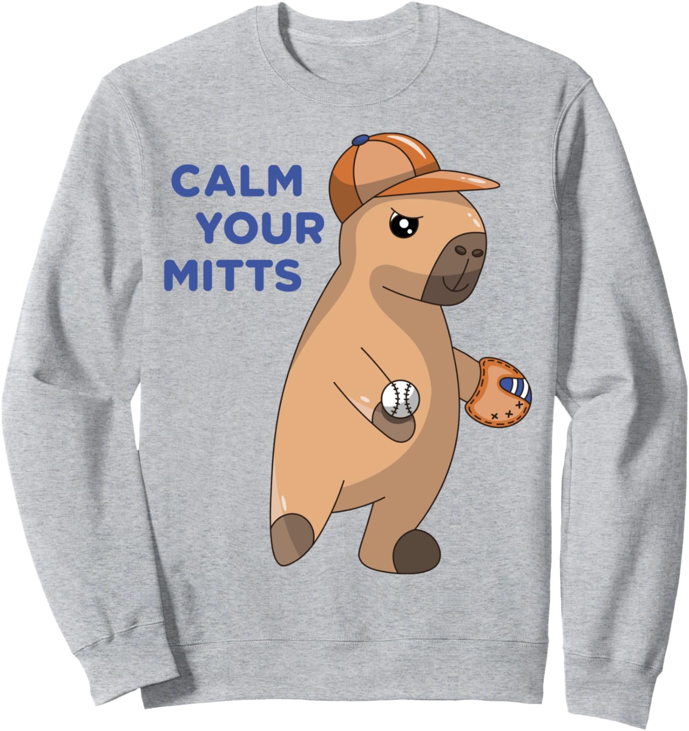 

Толстовка с надписью «Капибара, успокойся, мама бейсболиста» - забавная футболка для любителей спорта Rodent Lover Capy Baseball, серый