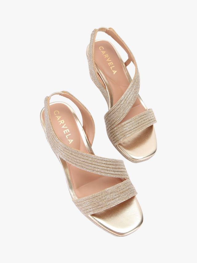 Праздничные сандалии на танкетке Carvela, золотой — фото 3