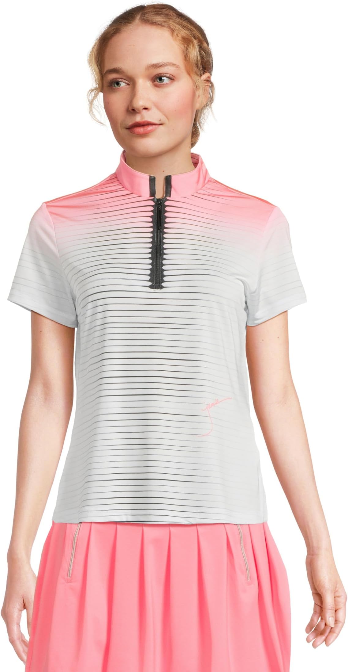 

Топ Jamie Sadock Flux Print Short Sleeve Top, цвет Flamingo Pink