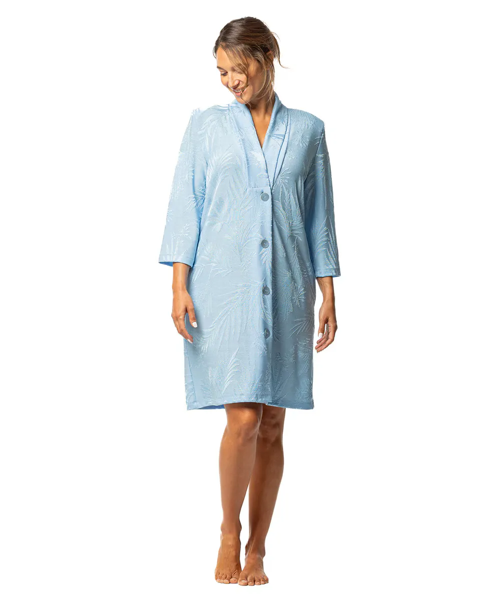 

Женский короткий халат на пуговицах Egatex, голубой