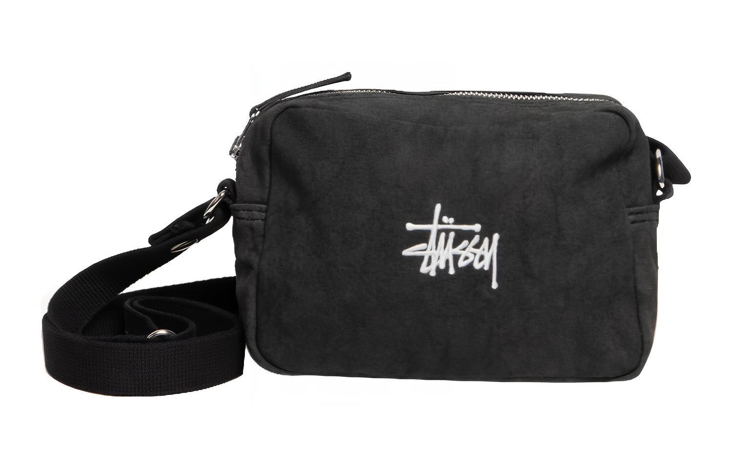 

Хлопковая наплечная сумка через плечо унисекс черная Stussy