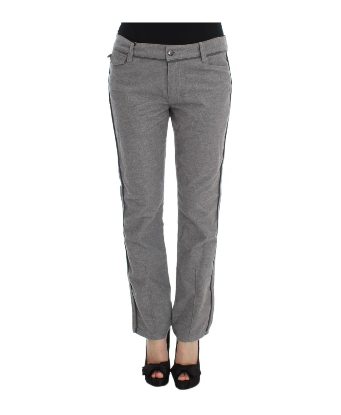 

Серые повседневные хлопковые брюки с боковыми полосами Ermanno Scervino, серый