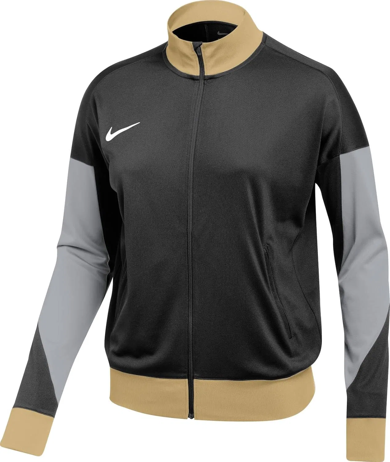 Трек-куртка, бренд Nike, цвет Black/Wolf Grey/Gold Jersey/White