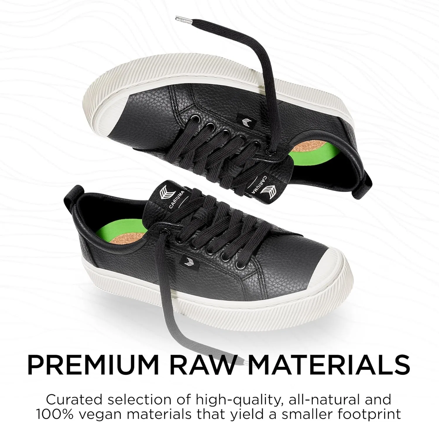 Кроссовки Cariuma OCA Low Premium из высококачественной кожи, удобная мужская обувь, легкая и экологичная, универсальная повседневная обувь со 100% веганской стелькой, резиновая подошва, Black — фото 3