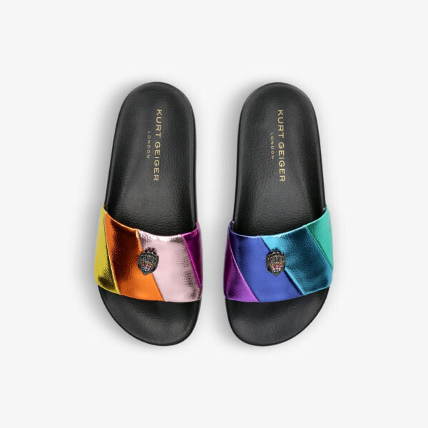 Полосатые резиновые шлепанцы с изображением орла Мины Kurt Geiger London, мультиколор — фото 2