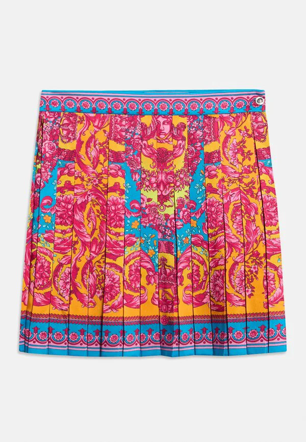 Электрическая мини-юбка в стиле барокко Versace, Cyclamen Pink/Butterfly Blue — фото 3