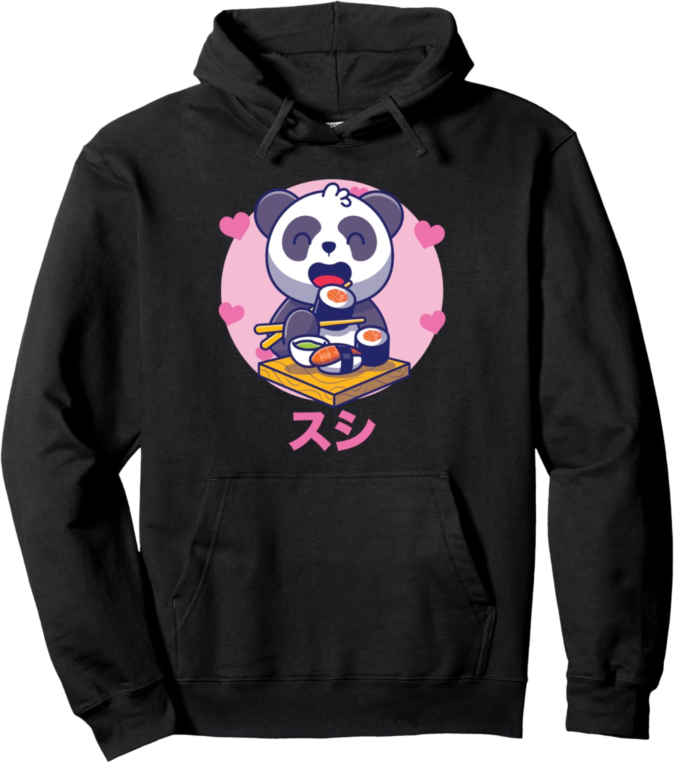 

Худи Panda Sushi Vaporwave Aesthetics Merchandise & Kawaii Otaku Japanese Gift, черный
