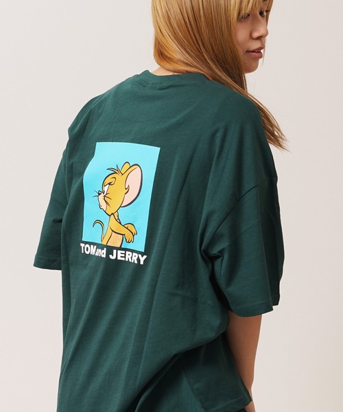 

TOM&JERRY Футболка с коротким рукавом, принт Том и Джерри, зеленый