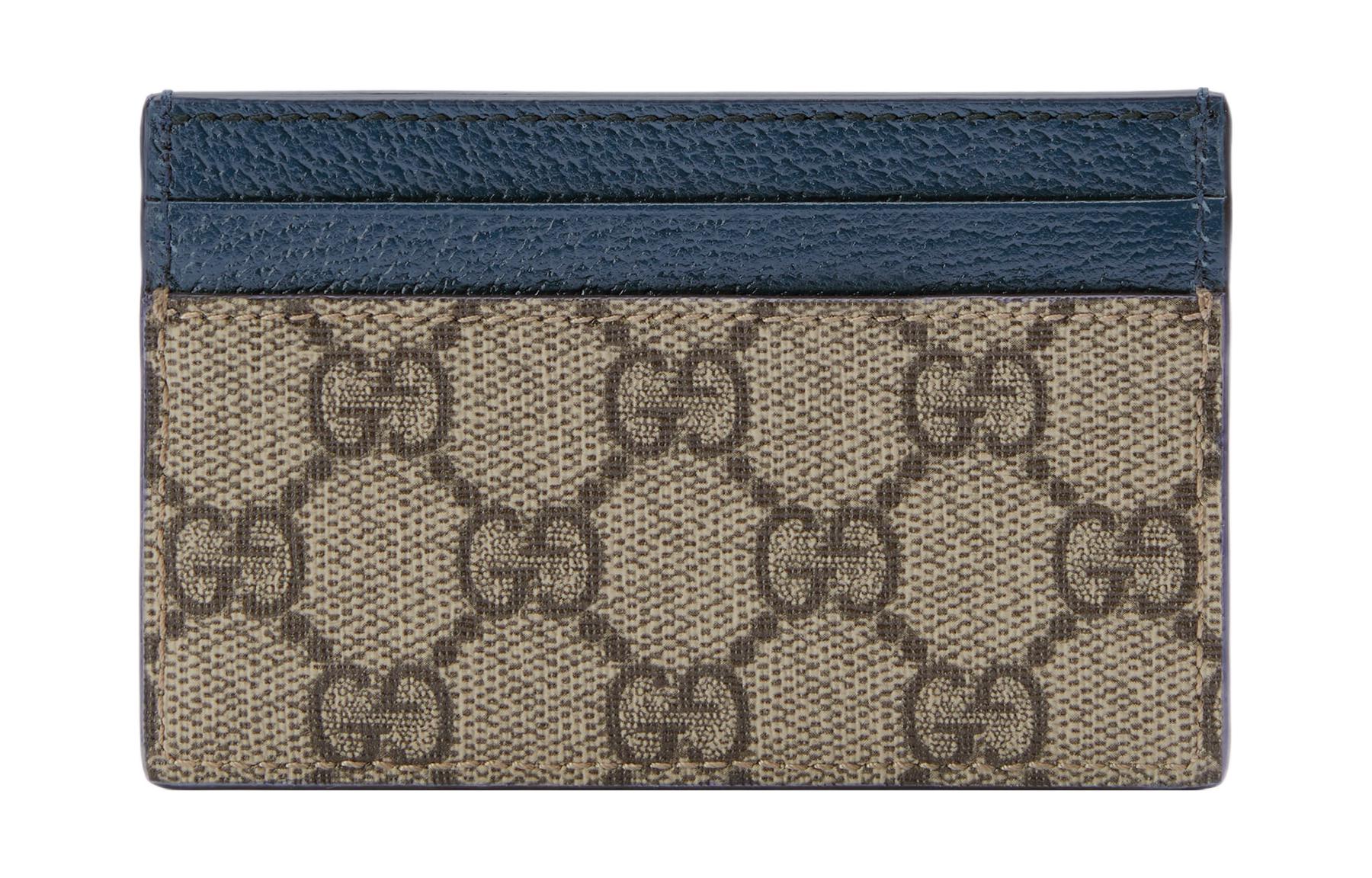 GUCCI Версаче картхолдер из холста GG Supreme с кожаными вставками мужской сине-коричневый — фото 3