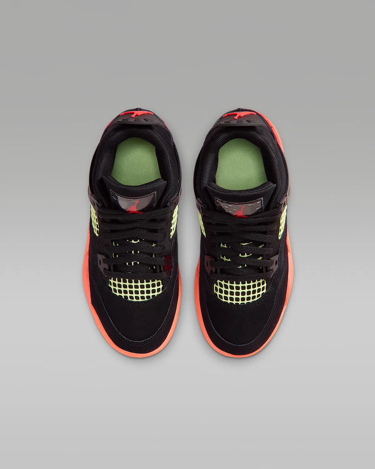 Детские кроссовки Jordan 4 Retro, Black/Bright Mango/Barely Volt/Infrared 23 — фото 4