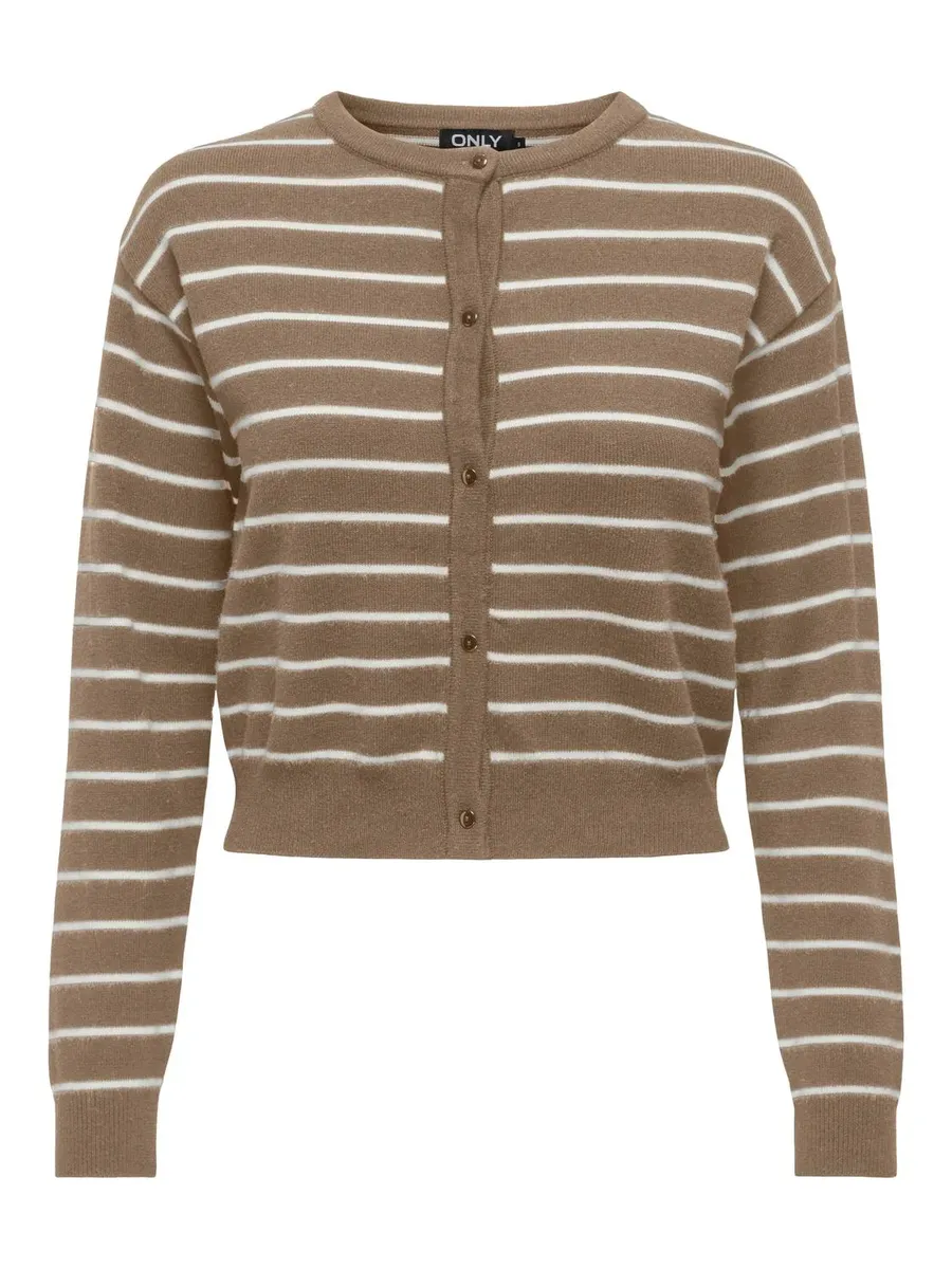 

Only кардиган "ONLBARIA LS O-NECK CARDIGAN CC KNT", цвет Malt Ball Stripes:Cloud Dancer