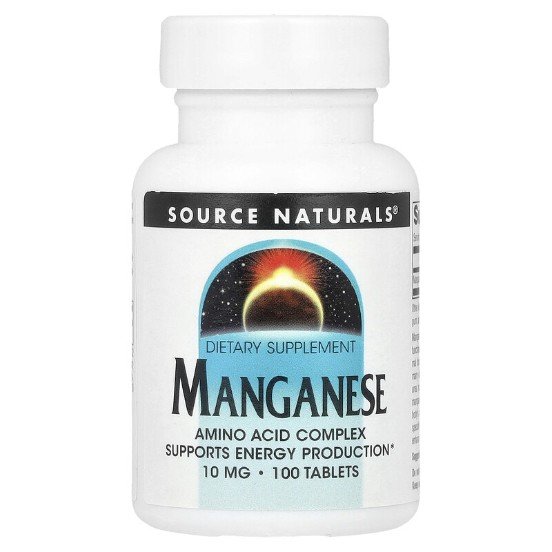 

Source Naturals, Марганец, 10 мг, 100 таблеток