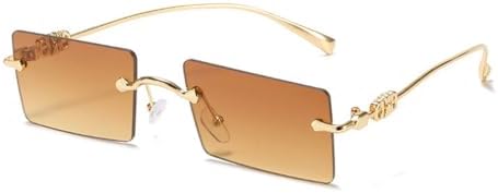 

Солнцезащитные очки без оправы прямоугольной формы для женщин и мужчин, градиентные солнцезащитные очки с защитой от УФ-излучения UV400, ретро-солнцезащитные очки без оправы MTZJH, 2