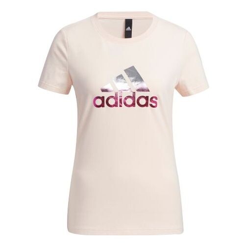 

Футболка (WMNS) Adidas Fi Tee Foil Casual Sports Round Neck Short Sleeve Pink Tin T-Shirt, розовый