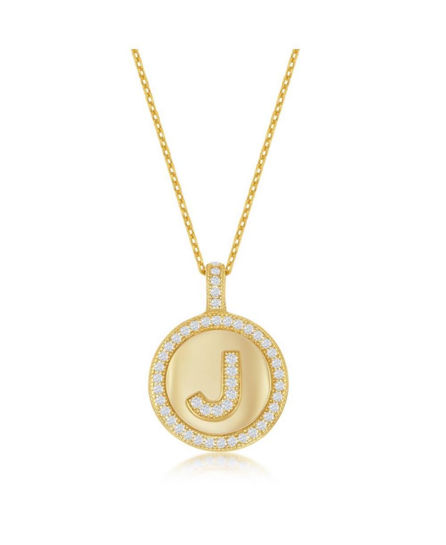 

Колье из стерлингового серебра с золотым покрытием и микропаве из циркония в форме круга с инициалами Simona, Gold j