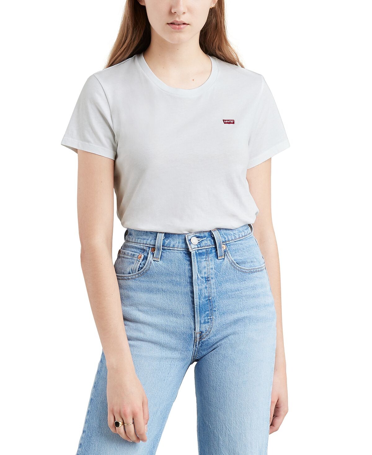 

Женская хлопковая футболка The Perfect с круглым вырезом Levi's, белый