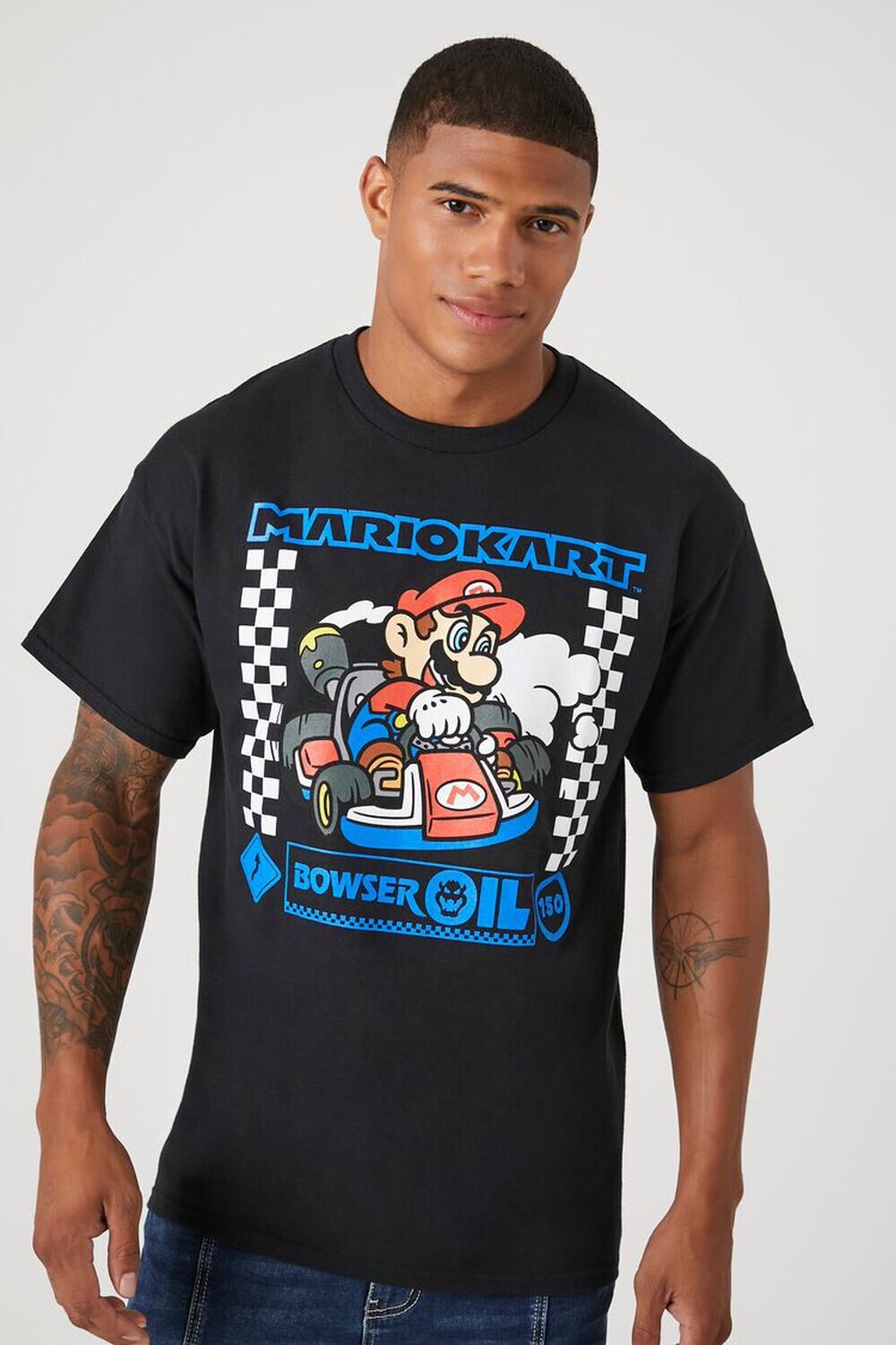 

Футболка с рисунком Mario Kart Forever 21, черный