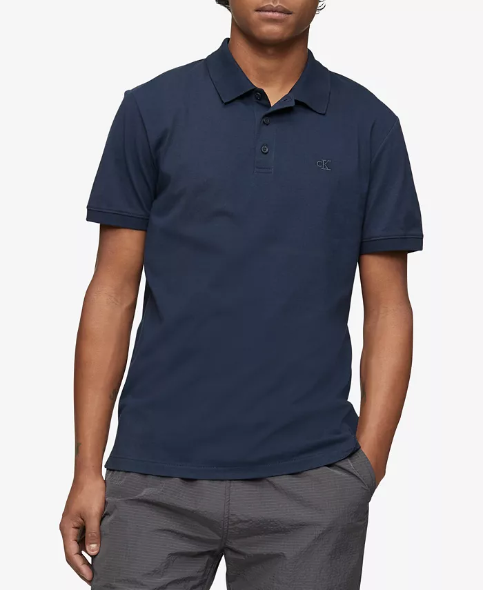 

Мужская классическая поло из гладкого хлопка с логотипом Monogram Calvin Klein, синий