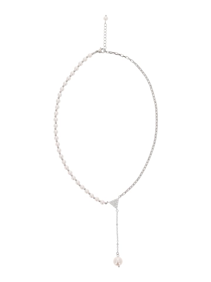 

Faina Женское колье из бусин серебристо-белого цвета