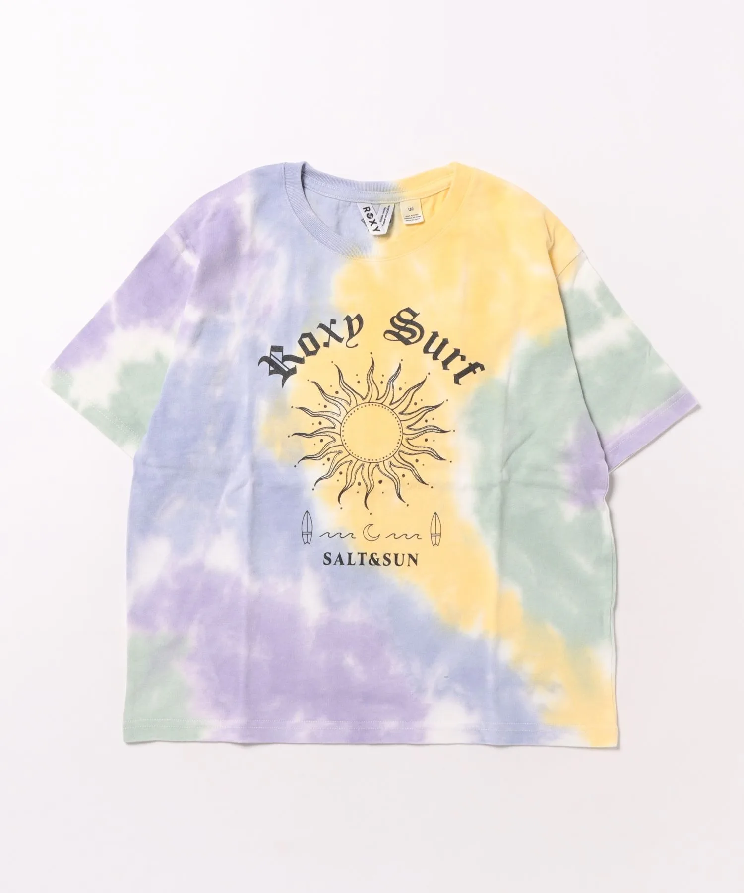 Детская футболка ROXY MINI MAKE SOME WAVES с тай-дай принтом, разноцветная