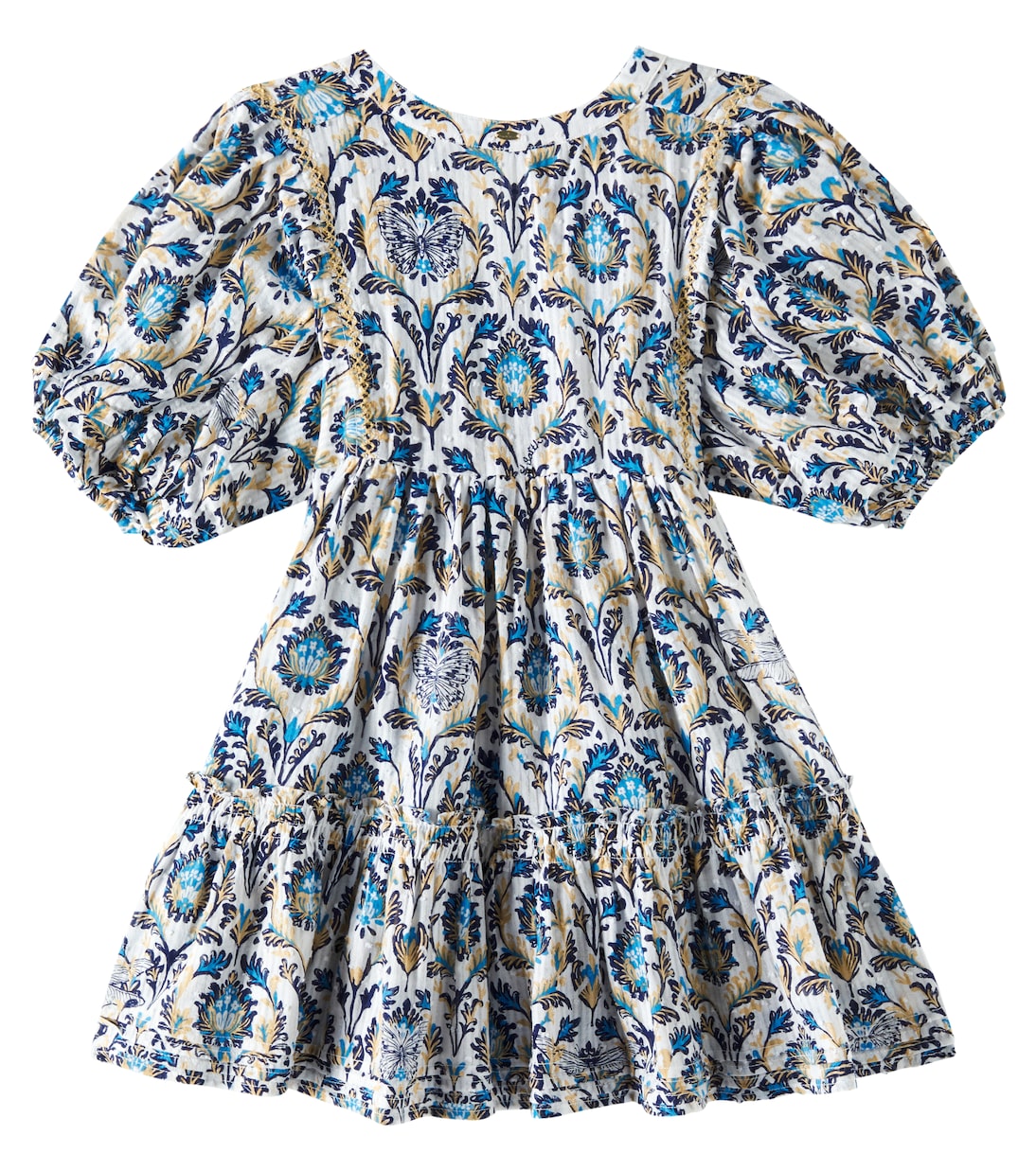 Платье из хлопка с рюшами Aria Poupette St Barth Kids, Black Victorian — фото 3