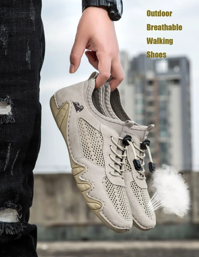 

Мужские летние спортивные туфли Boxpopla с сеткой для улицы, походов и прогулок, слипоны, дышащие, нескользящие, легкие кроссовки для кемпинга и вождения, хаки