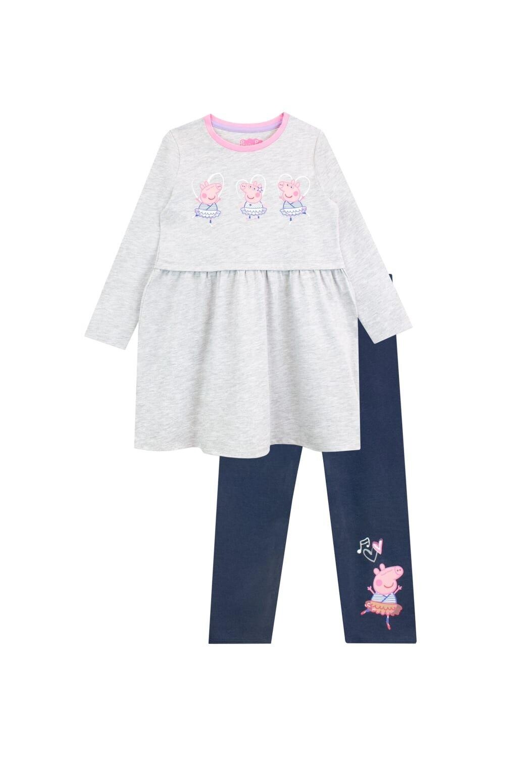 

Комплект из платья и леггинсов Peppa Pig, серый