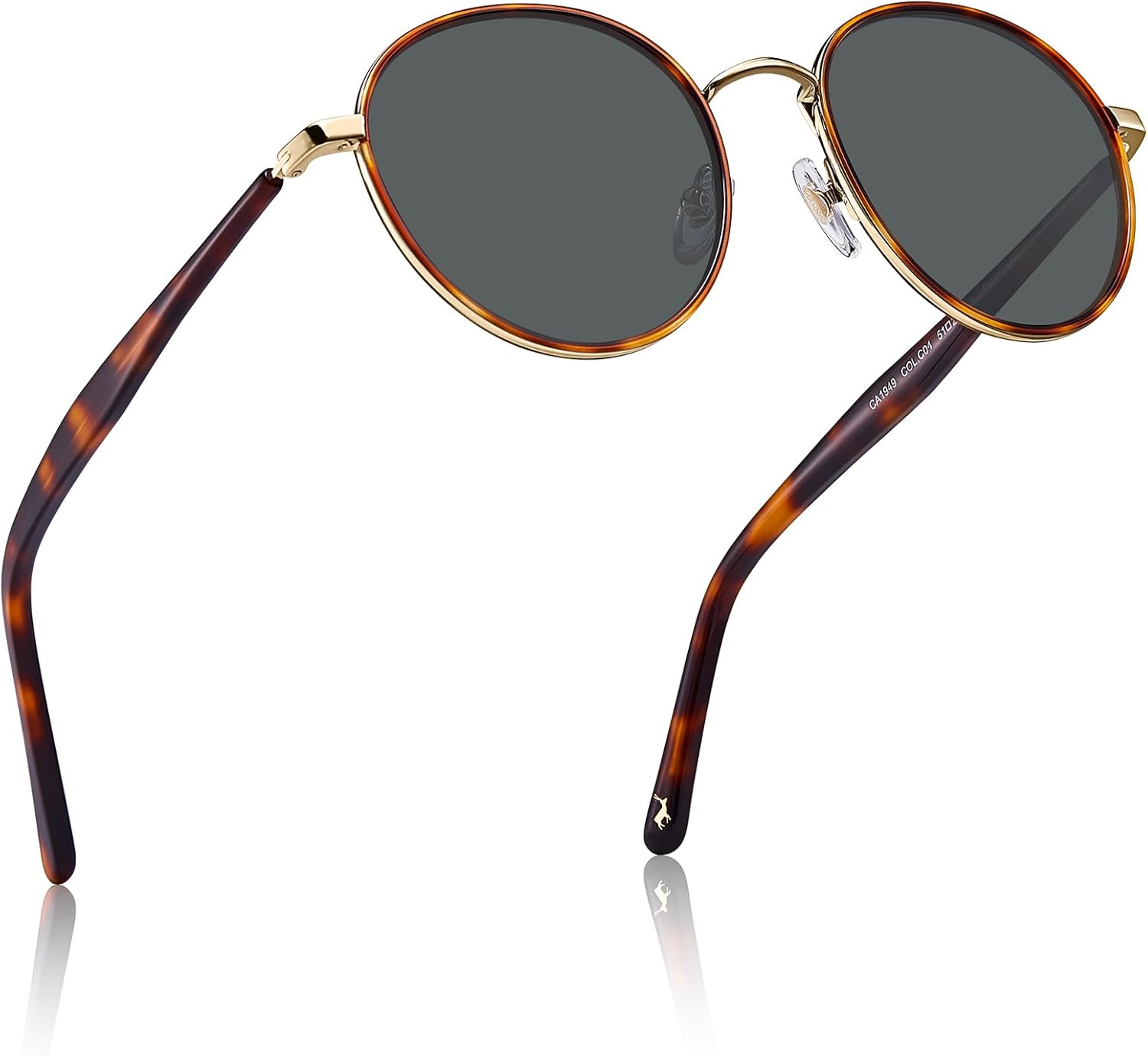 

Солнцезащитные очки CARFIA Retro Round Polarized для женщин, защита от УФ-излучения, дужки из ацетата, металлическая оправа, очки для вождения, B: Tortoise Frame / Grey Lens