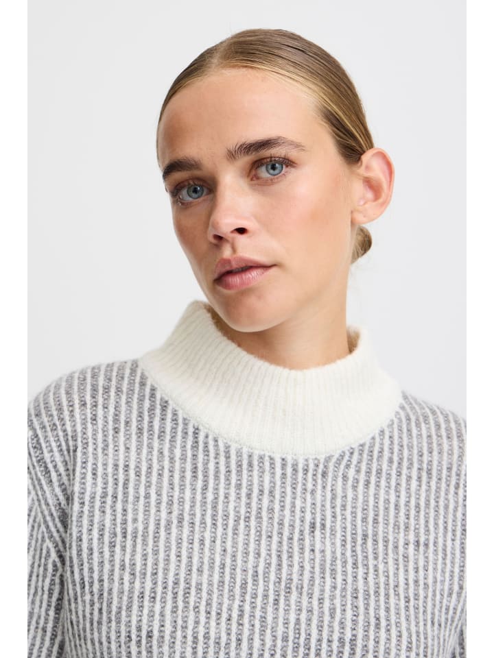 

ICHI Свитер с длинными рукавами IHKAMARA свободного кроя, темно-серый меланж