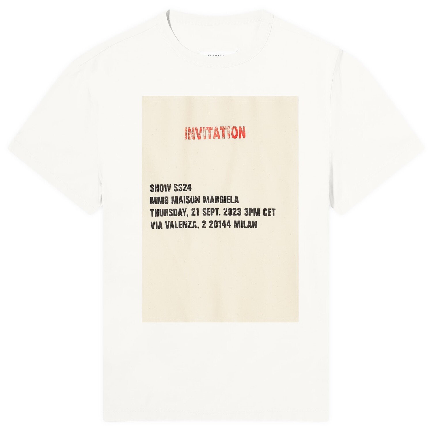 

Футболка Mm6 Maison Margiela Show Invitation Logo T-Shirt, цвет Off White