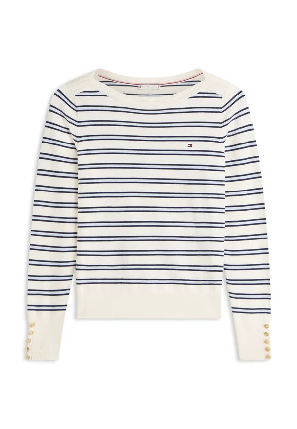 Свитер с золотистыми пуговицами и вырезом-лодочкой Tommy Hilfiger, Calico/Dark Navy Blue — фото 4