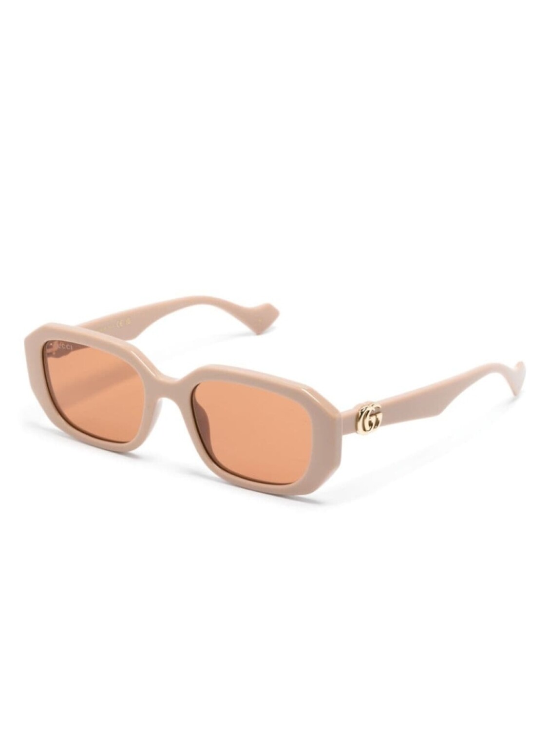 Gucci Eyewear солнцезащитные очки в геометричной оправе с декором Double G, нейтральный цвет — фото 2