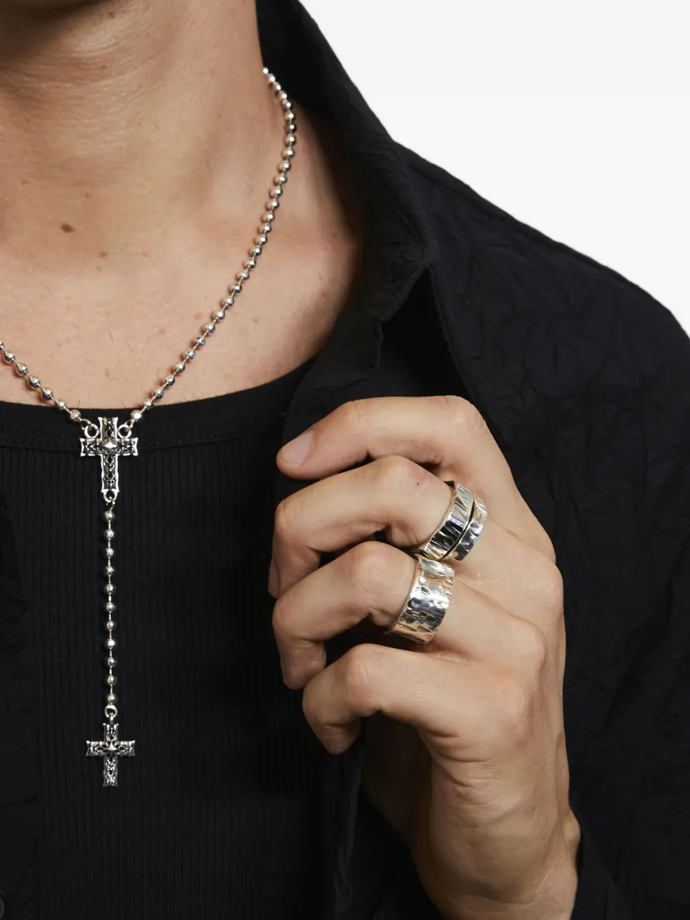 

Кольцо с эффектом чеканки Emanuele Bicocchi, серебристый