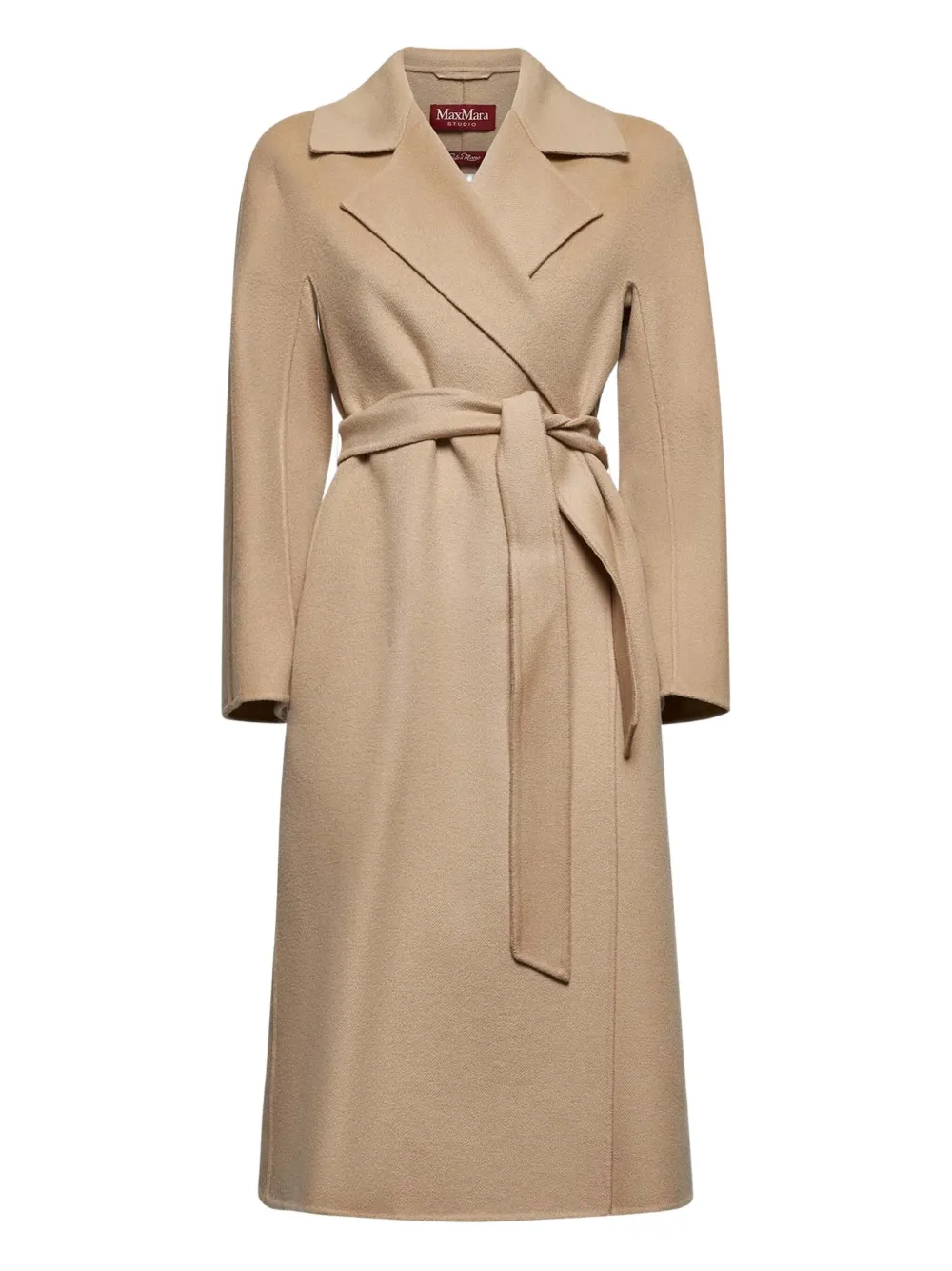 

Пальто с поясом и запахом MAX MARA, нейтральный