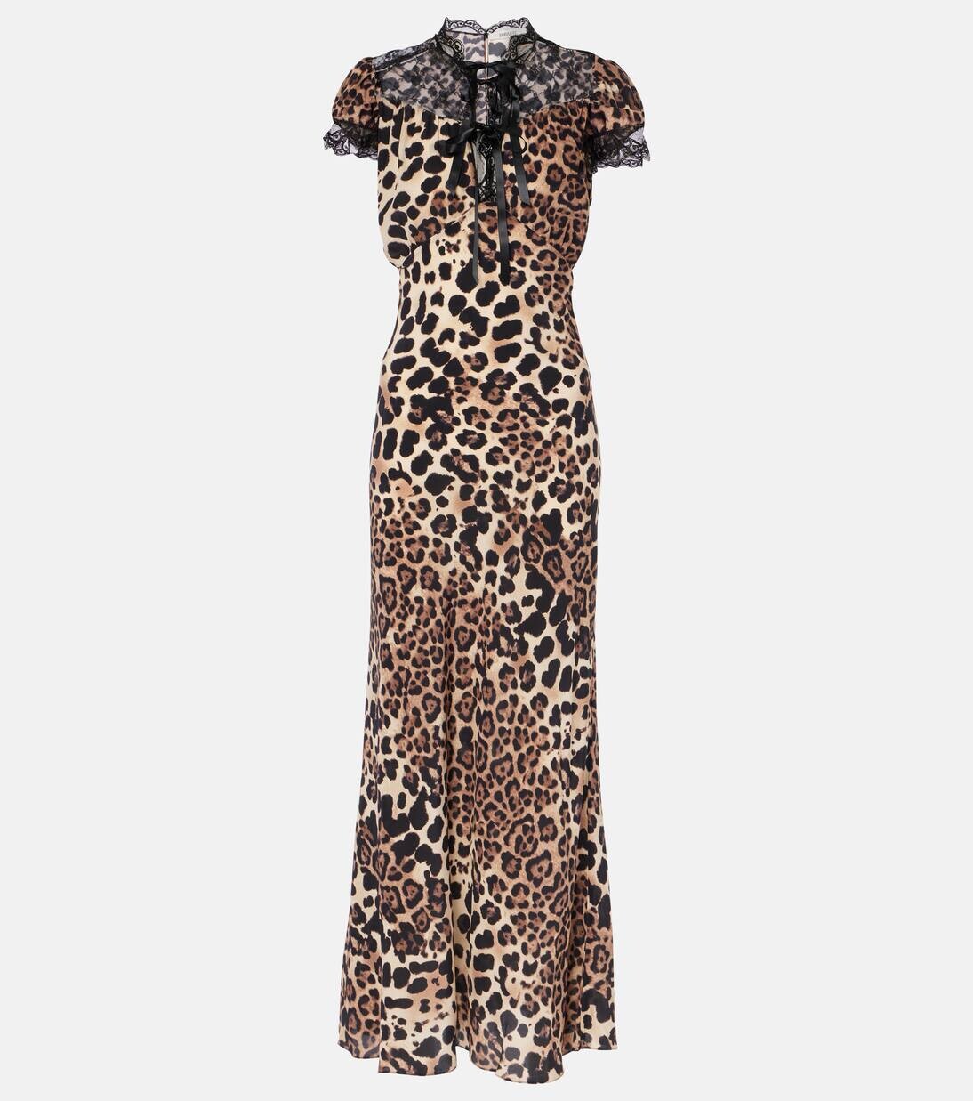 

Шелковое платье-миди с леопардовым принтом Rodarte, цвет leopard print