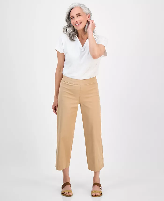 

Укороченные брюки с высокой посадкой и широкими штанинами Petite Style & Co, коричневый/бежевый