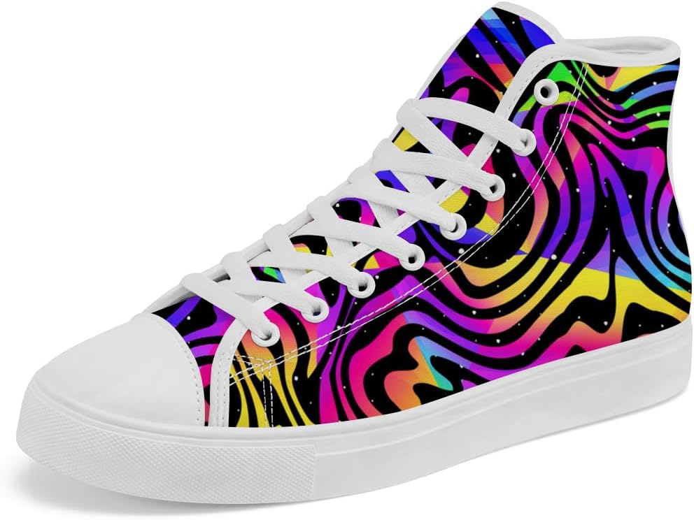 

Высокие кеды из ткани, радужные высокие кроссовки на шнуровке для повседневной носки для женщин и мужчин Chebing, 615 Multicolor