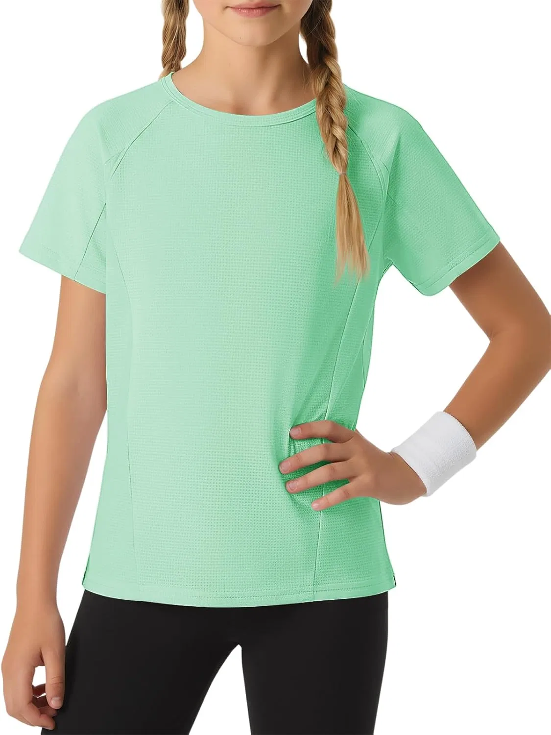 Футболка детская с цветным блоком, Haloumoning, Mint Green