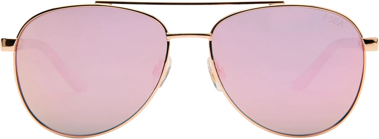 

Солнцезащитные очки-авиаторы I-SEA Kali Round, металлическая оправа, золотистый цвет, коричневые поляризованные линзы, защита от УФ-излучения, Gold Rose Gold