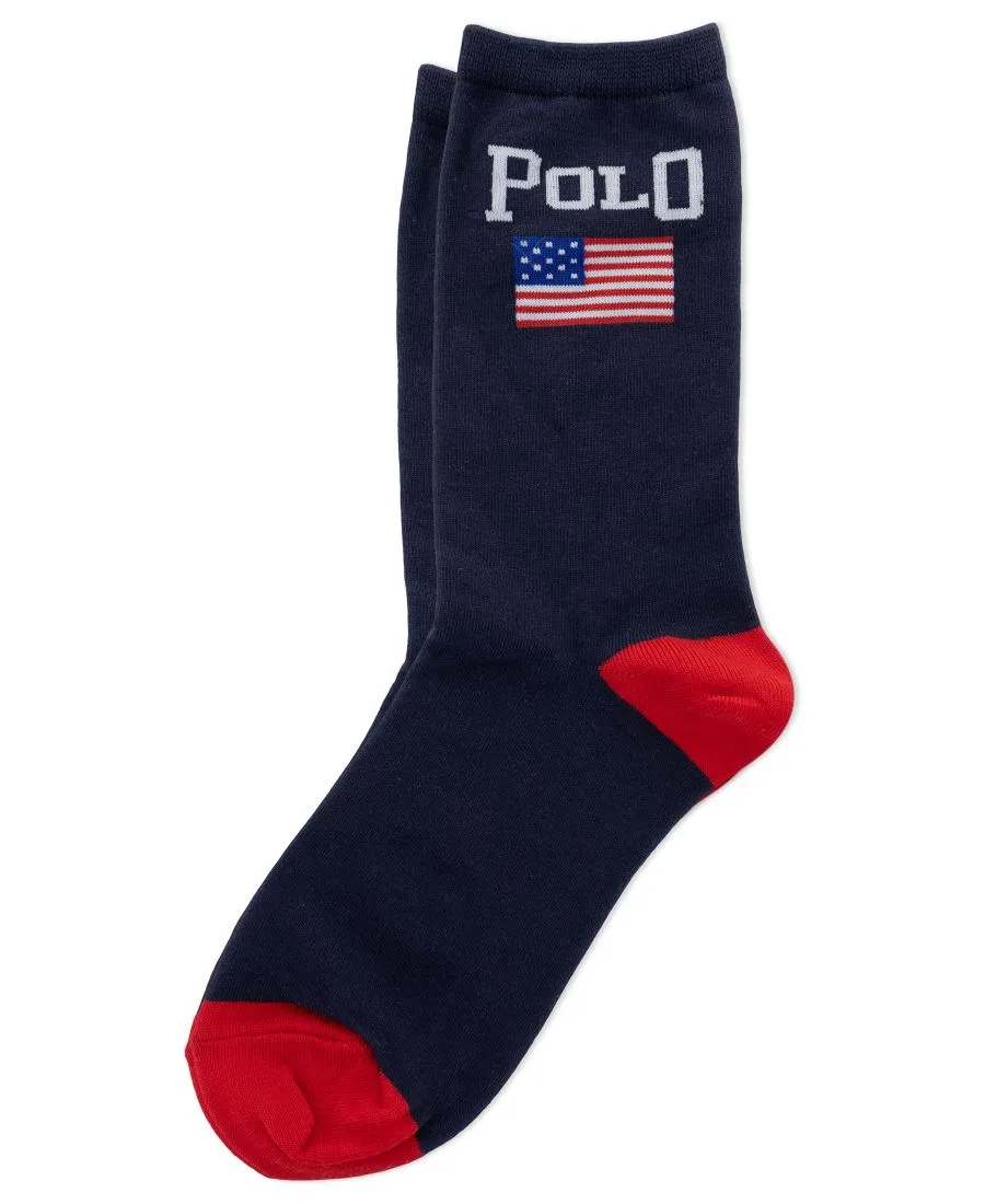Женские носки с изображением флага Polo Ralph Lauren, темно-синий