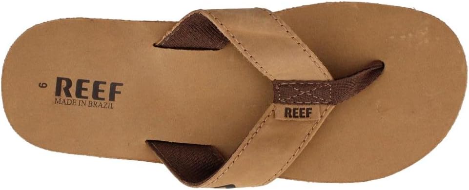 Мужские шлепанцы Reef Leather Smoothy, кожа без периода разнашивания, прочная подошва, коричневый — фото 3