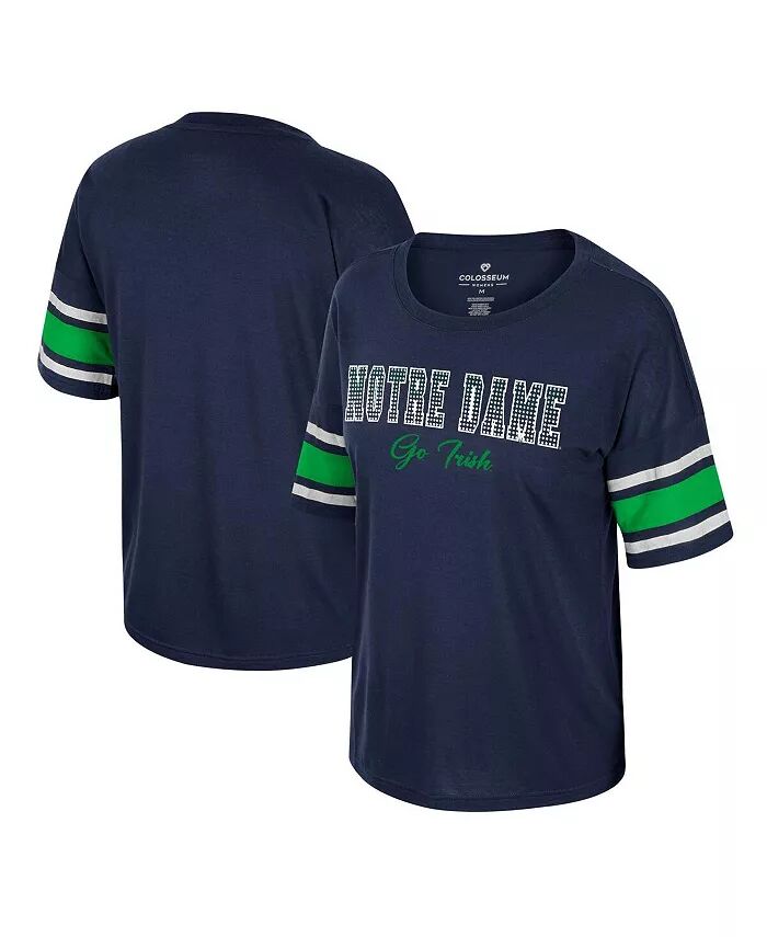 

Женская темно-синяя футболка Notre Dame Fighting Irish I'm Gliding Here со стразами Colosseum