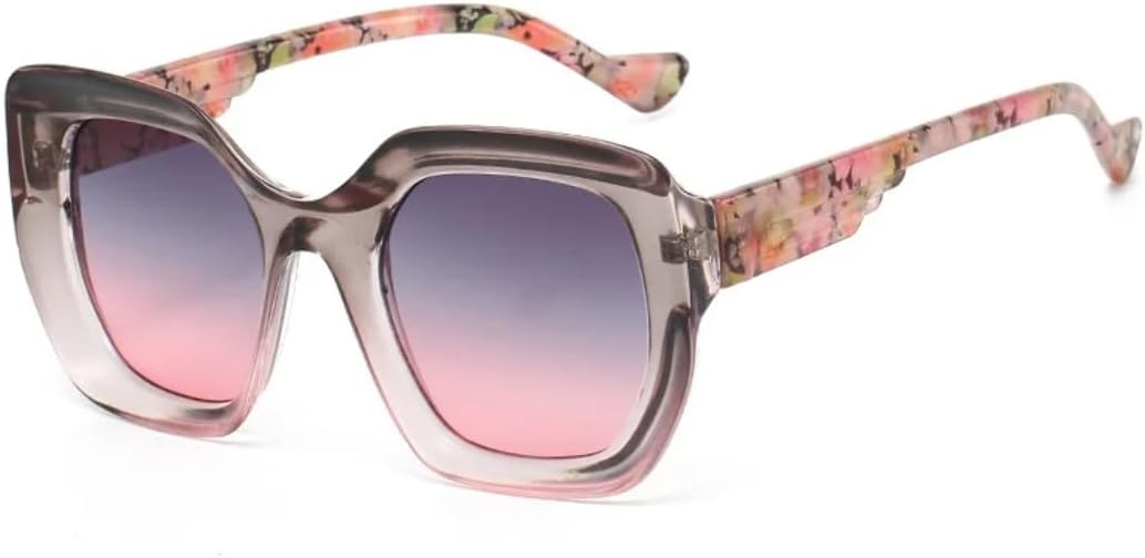 

Ретро-солнцезащитные очки квадратной формы с градиентным переходом цвета черепаховой панцири для женщин, роскошная оправа, модные мужские очки с защитой от УФ-излучения UV400 UATXTAU, Grey Pink