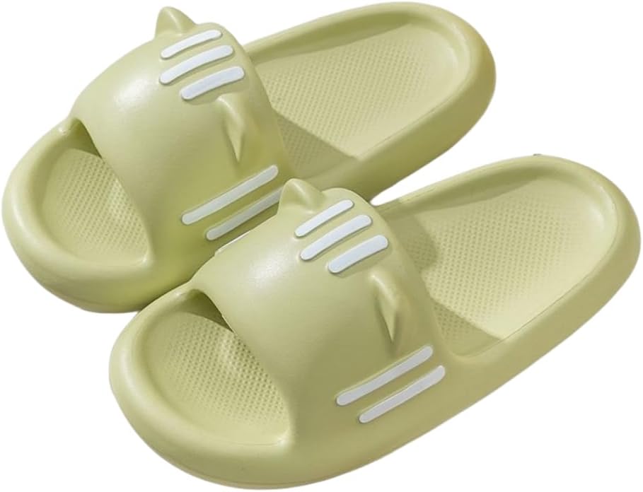 

FSwinder Cat Slides- летние милые тапочки с мультяшными котиками, нескользящие, с открытым носком и легкой подошвой, повседневные, унисекс, пляжные, зеленый