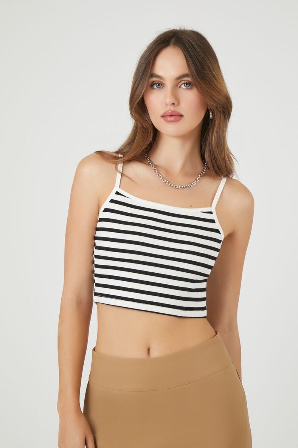 

Полосатая укороченная майка Forever 21, черный