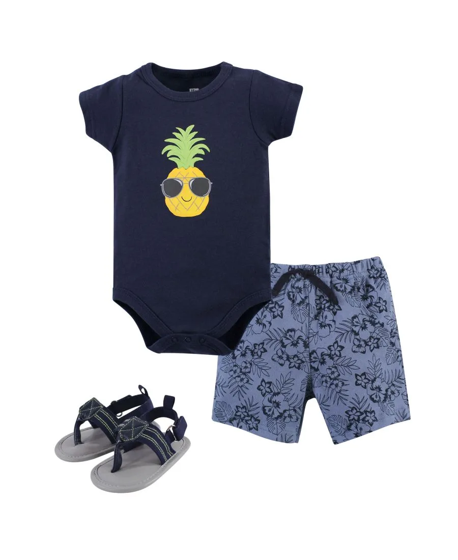 Хлопковый боди, шорты и комплект обуви Hudson Baby, Pineapple